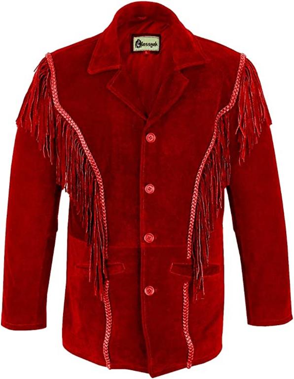 CoolHides Cowboy Leather Jackets for Men Fringed Western Coat