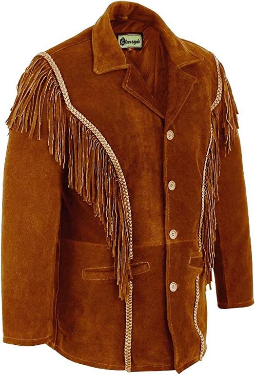 CoolHides Cowboy Leather Jackets for Men Fringed Western Coat