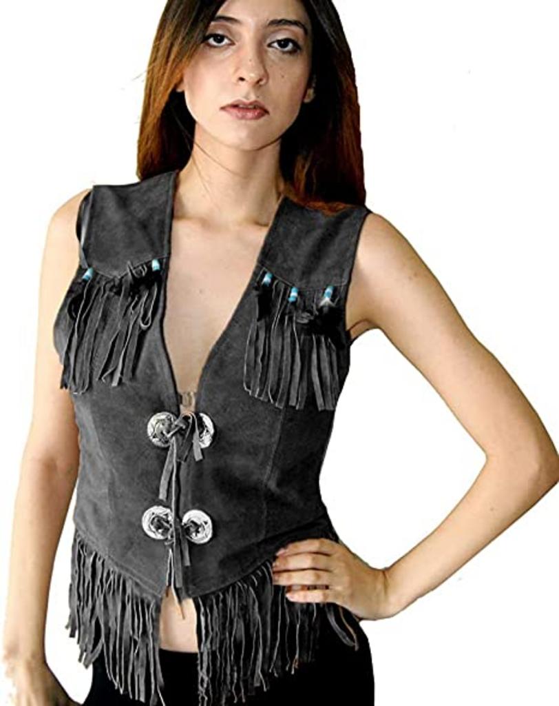 CoolHides Women Suede Leather Western Vest