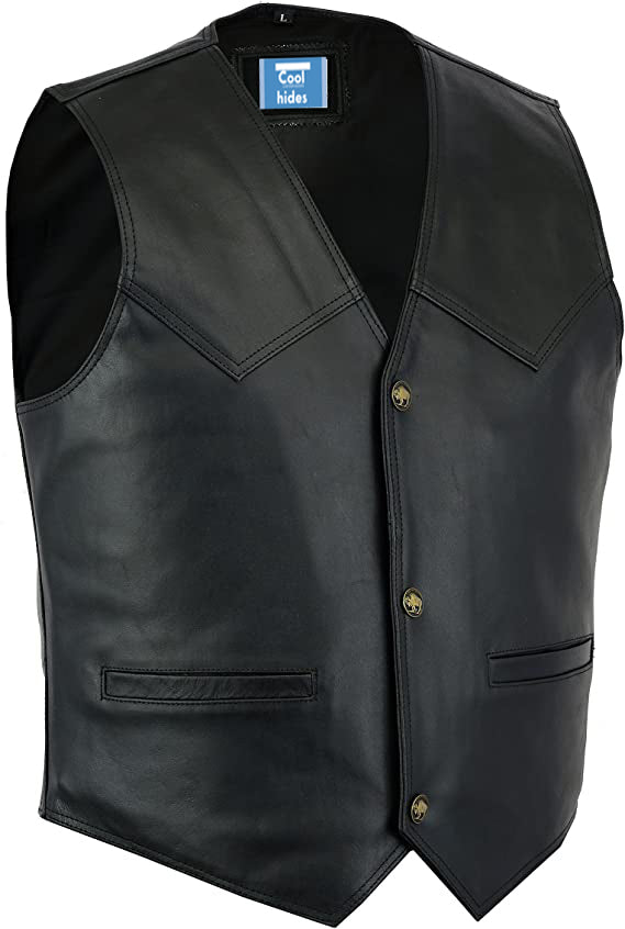 CoolHides Men's Fashion Slim Fit Real Leather Stylish Vest