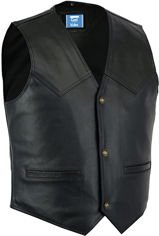 CoolHides Men's Fashion Slim Fit Real Leather Stylish Vest