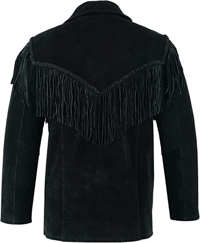 CoolHides Men's Western Fringed Suede Leather Jacket