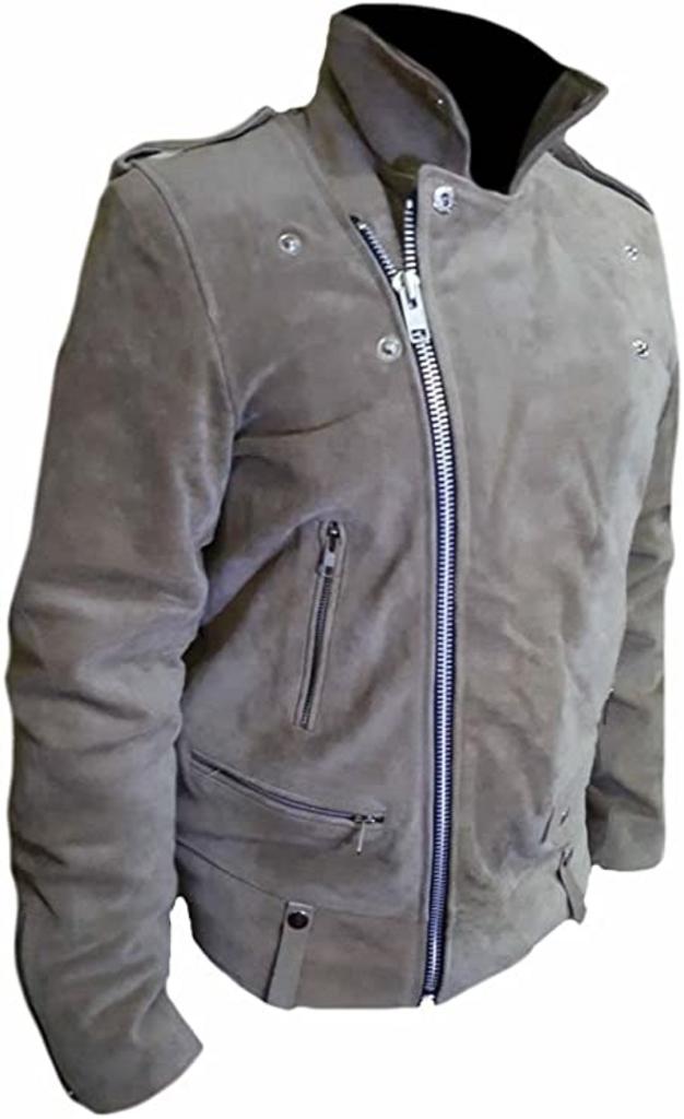 CoolHides Men's Fashion Brando Style Suede Leather Biker Jacket