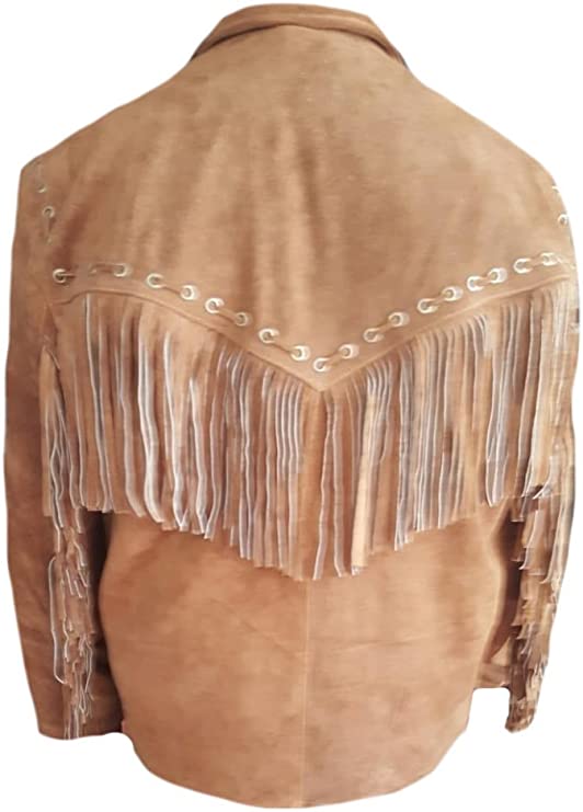 Cool Hides Men's Western Fringed Suede Leather Stylish Jacket