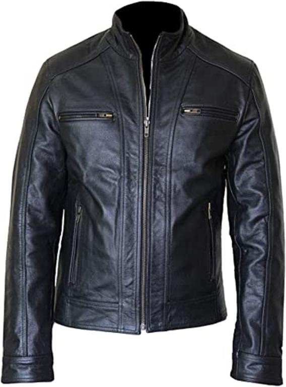 CoolHides Men's Fashion Leather Biker Slimfit Jacket