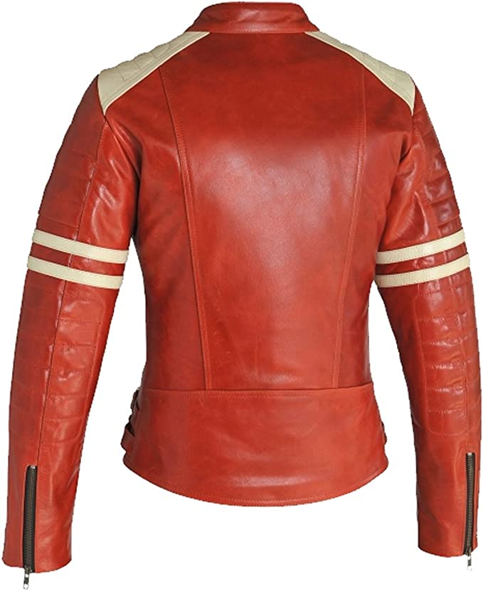 CoolHides Women's Vintage Fashion Real Leather Motorbike Jacket