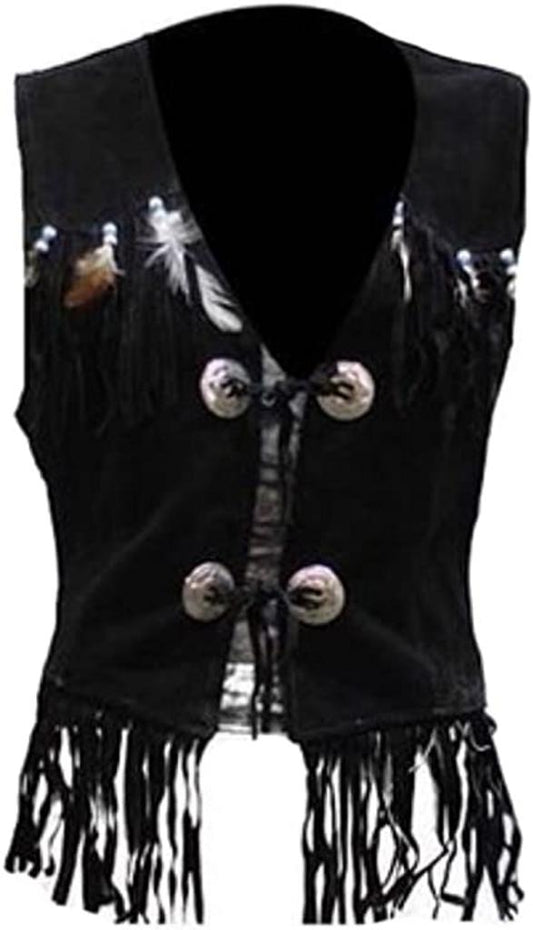 CoolHides Women's Western Suede Leather Vest