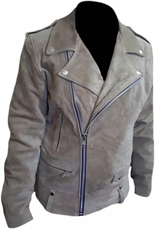 CoolHides en's Fashion Brando Style Suede Leather Biker Jacket