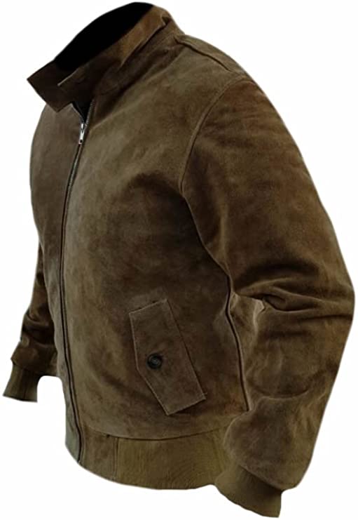 CoolHides Men's Fashion Suede Leather Bomber Jacket