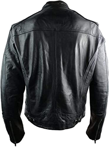 CoolHides Men's Fashion Retro Style Real Leather Biker Jacket