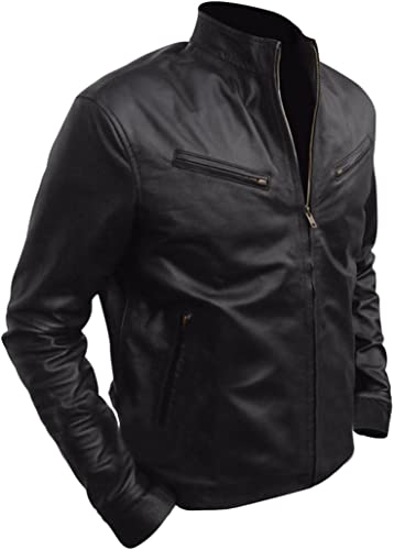 CoolHides Men's Fashion Leather Biker Jacket