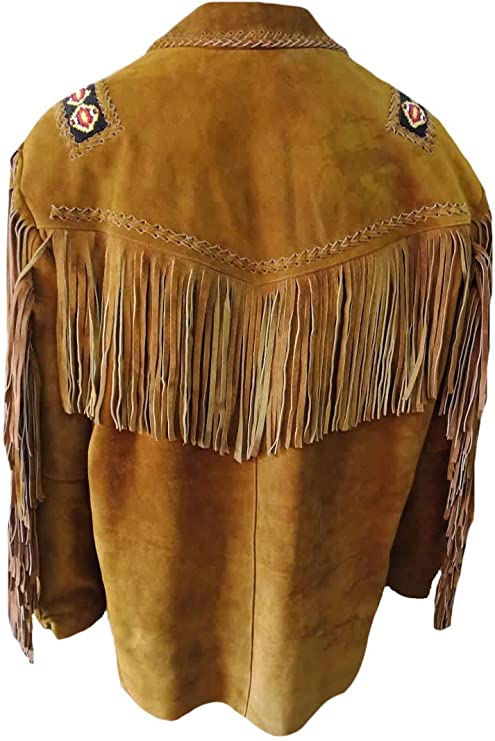 CoolHides Men's Western Bones, Beans & Fringes Leather Jacket