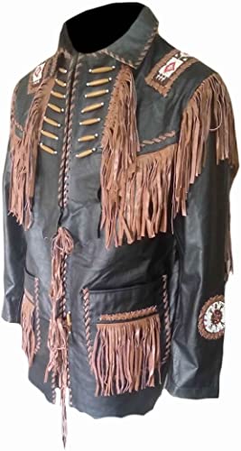 CoolHides Men's Western Fringed Real Leather Jacket