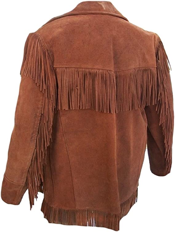 CoolHides Men's Western Stylish Suede Leather Jacket Fringed