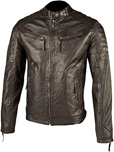 CoolHides Men's Fashion Slimfit Moto Leather Jacket