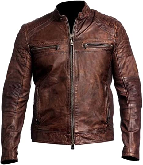 CoolHides Men's Vintage Fashion Real Leather Distressed Jacket