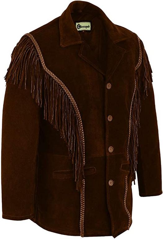 CoolHides Cowboy Leather Jackets for Men Fringed Western Coat