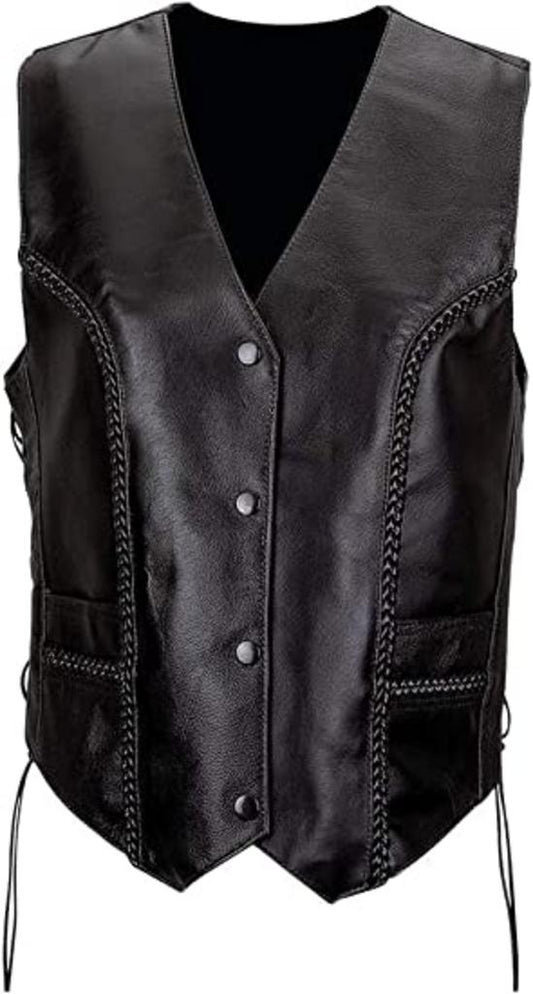 CoolHides Men's Fashion Special Stitched Leather Vest