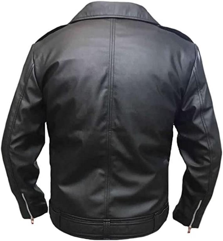 CoolHides Men's Fashion Brando Style Walking Dead Leather Jacket