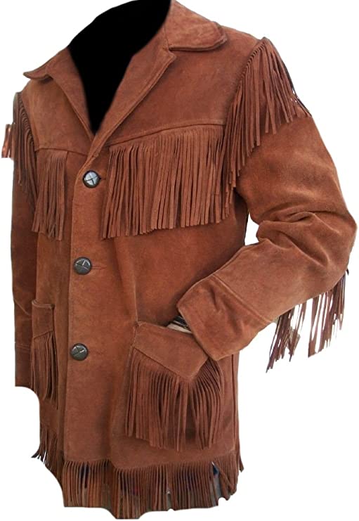 CoolHides Men's Western Stylish Suede Leather Jacket Fringed