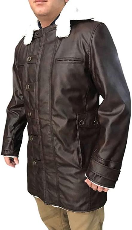 CoolHides Men's Fashion Distressed Faux Leather Coat