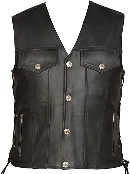 CoolHides Men's Fashion Slim Fit Genuine Leather Vest