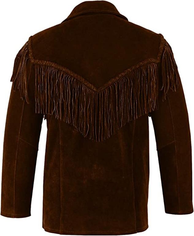 CoolHides Cowboy Leather Jackets for Men Fringed Western Coat