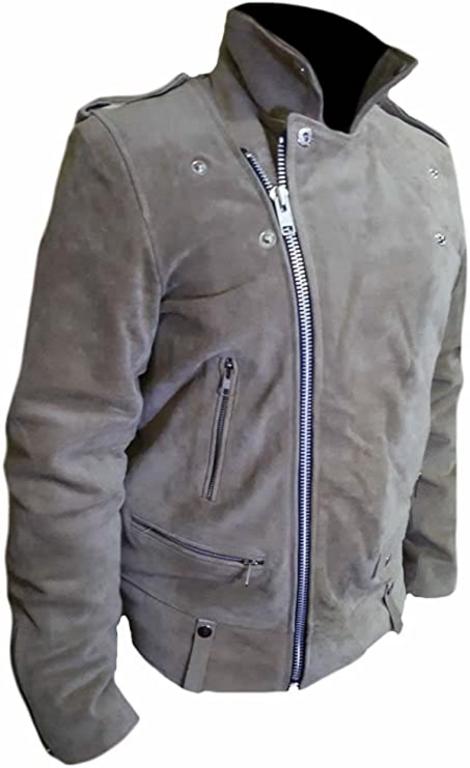 CoolHides en's Fashion Brando Style Suede Leather Biker Jacket