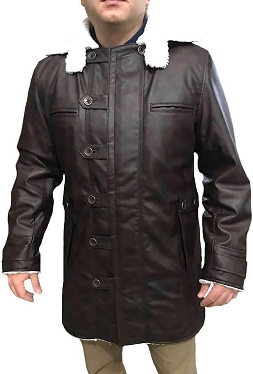 CoolHides Men's Fashion Distressed Faux Leather Coat