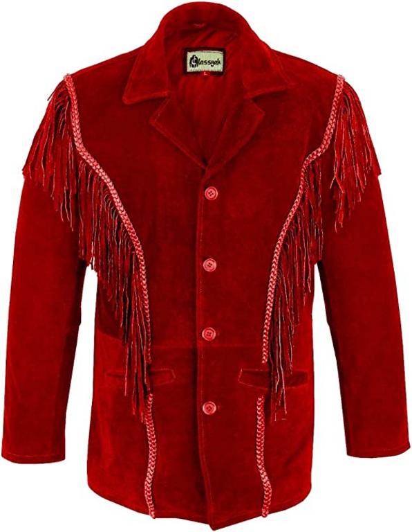 CoolHides Cowboy Leather Jackets for Men Fringed Western Coat