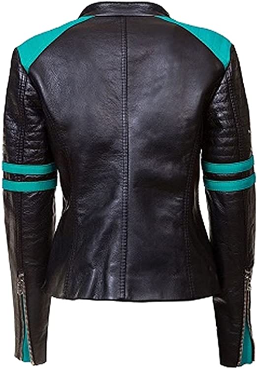 CoolHides Women's Fashion Club Real Leather Jacket