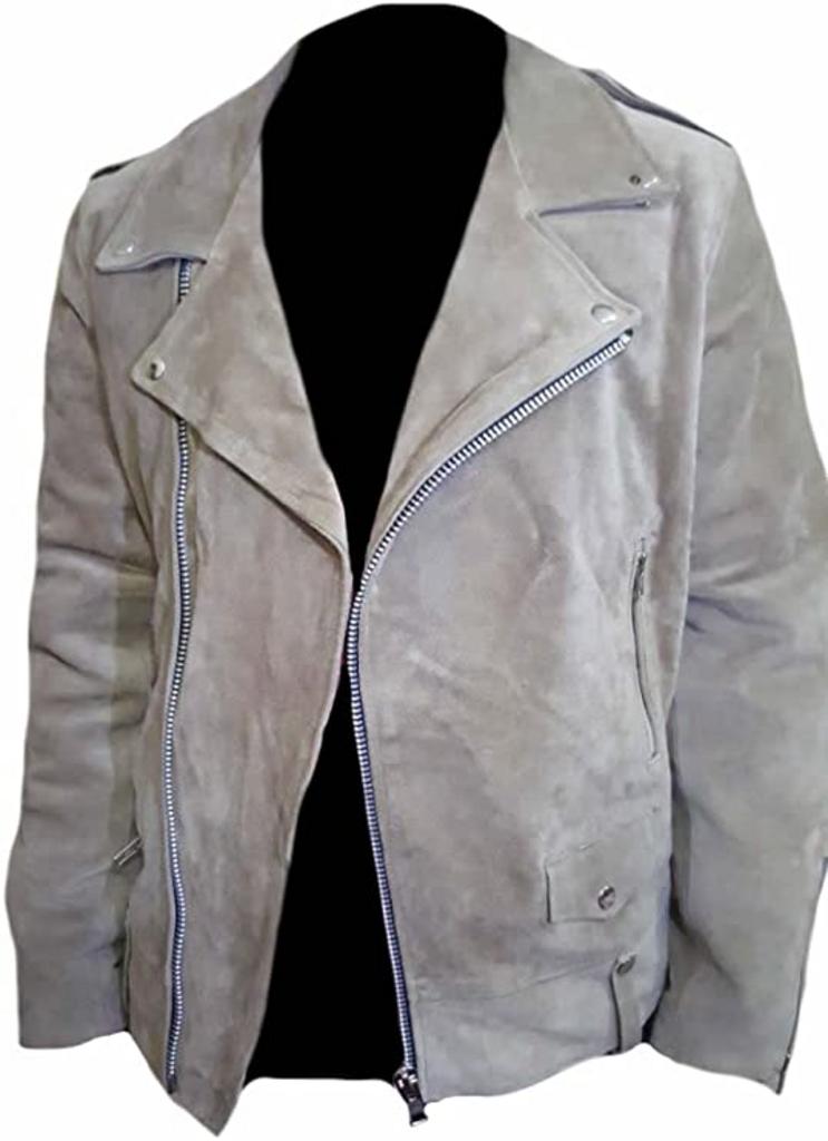 CoolHides Men's Fashion Brando Style Suede Leather Biker Jacket