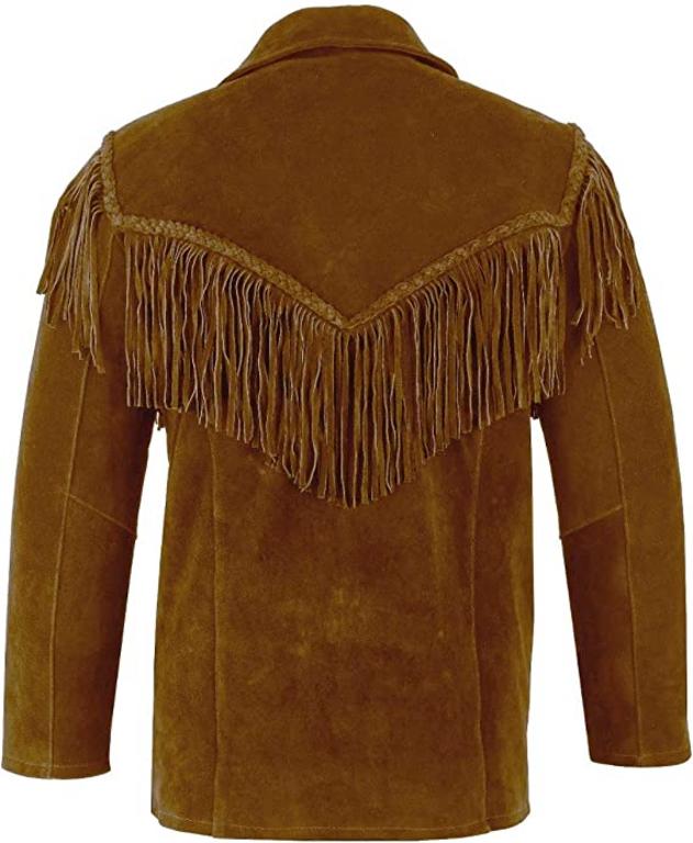 CoolHides Cowboy Leather Jackets for Men Fringed Western Coat