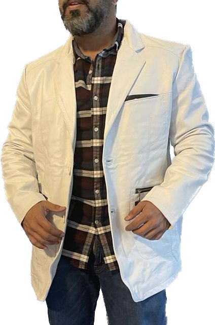 CoolHides Men's Fashion Real Sheep Leather Blazer Jacket