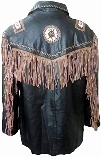 CoolHides Men's Western Fringed Real Leather Jacket