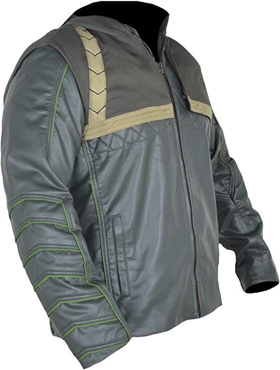 CoolHides Men's Fashion Hoodie Style Genuine Leather Arrow Green Jacket