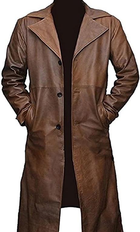 CoolHides Men's Fashion Sleek Design Real Leather Long Coat