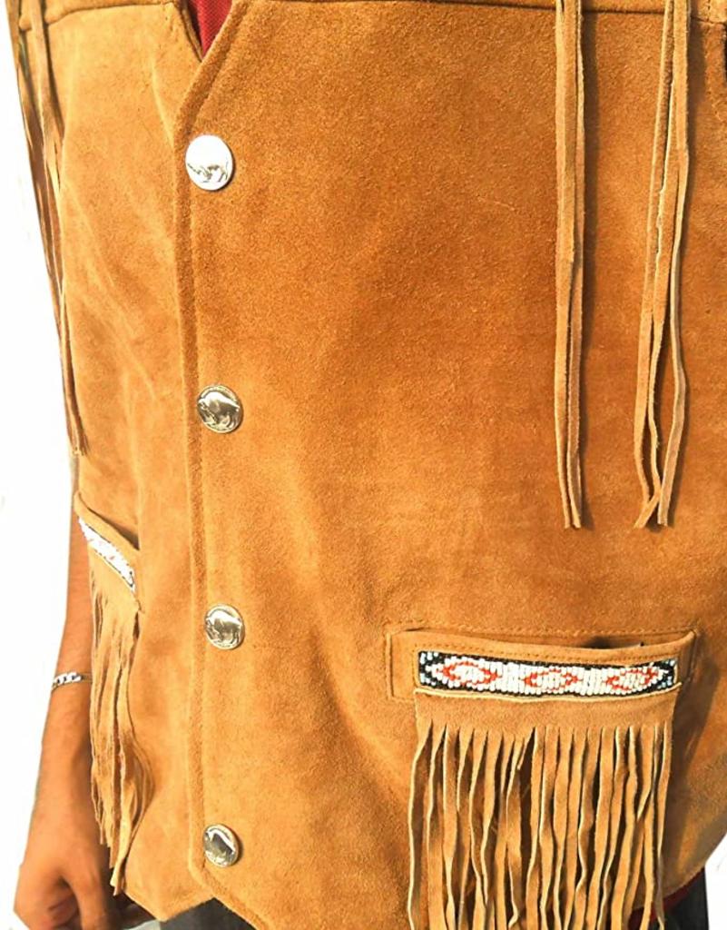 CoolHides Western Leather Vest, A Grade Suede Leather, Xs - 5XL