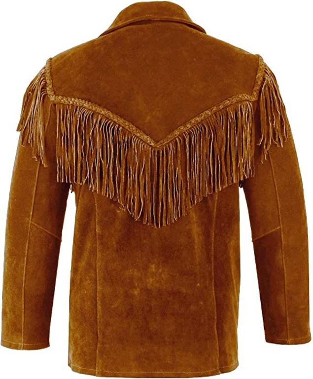 CoolHides Cowboy Leather Jackets for Men Fringed Western Coat