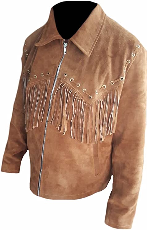 Cool Hides Men's Western Fringed Suede Leather Stylish Jacket