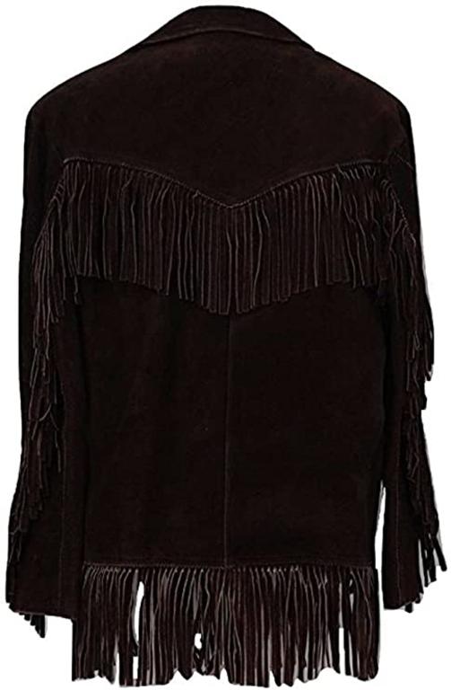 CoolHides Men's Western Fringed Stylish Suede Leather Coat