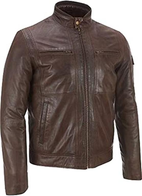 CoolHides Men's Fashion Stylish Real Racer Leather Jacket