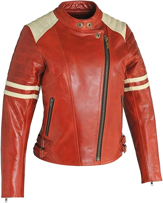 CoolHides Women's Vintage Fashion Real Leather Motorbike Jacket