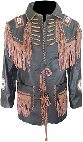 CoolHides Men's Western Fringed Real Leather Jacket