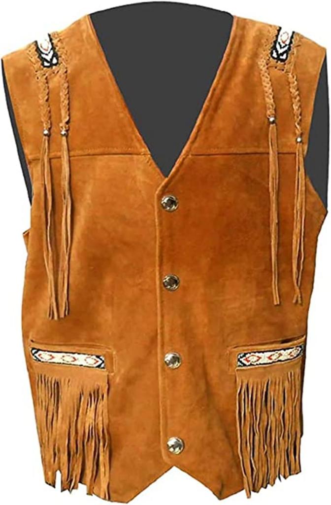 CoolHides Western Leather Vest, A Grade Suede Leather, Xs - 5XL